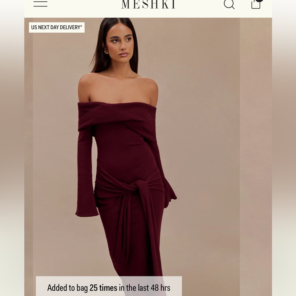 Cameron Off Shoulder Tie Maxi Dress - Merlot